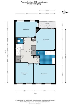 Floorplan - Paramariboplein 39-3, 1058 AP Amsterdam